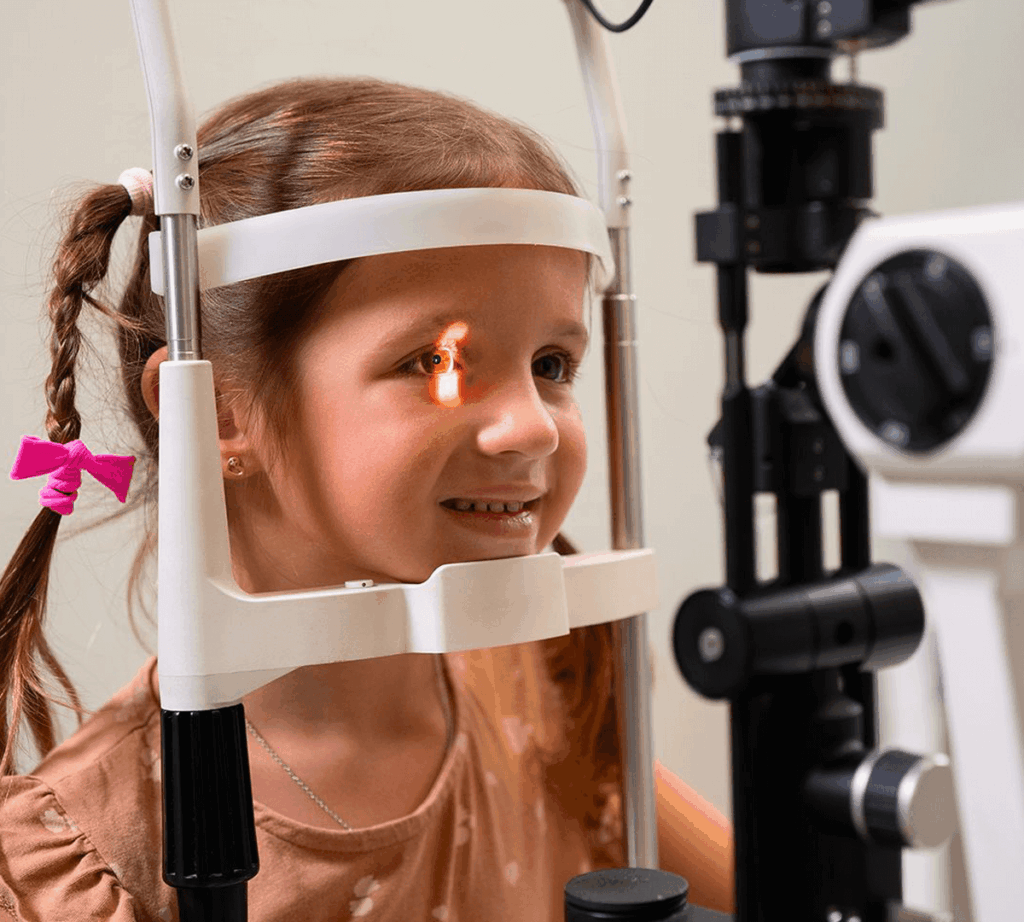 Exame de vista em criança.